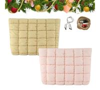 Solid Color Quilted Design Clutch, Quilted Puffer Makeup Bag for Women, Soft Puffy Toiletry Bags for Gym Vacation (Mix-g)