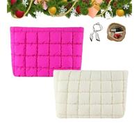 Solid Color Quilted Design Clutch, Quilted Puffer Makeup Bag for Women, Soft Puffy Toiletry Bags for Gym Vacation (Mix-e)