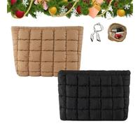 Solid Color Quilted Design Clutch, Quilted Puffer Makeup Bag for Women, Soft Puffy Toiletry Bags for Gym Vacation (Mix-w)