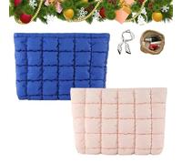 Solid Color Quilted Design Clutch, Quilted Puffer Makeup Bag for Women, Soft Puffy Toiletry Bags for Gym Vacation (Mix-h)