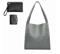 Solid Color Simple Genuine Leather Shoulder Bag,2023 Custom Leather Shoulder Bag,Large Capacity Tote Handbags, Shoulder Bag (Green)