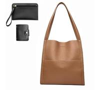 Solid Color Simple Genuine Leather Shoulder Bag,2023 Custom Leather Shoulder Bag,Large Capacity Tote Handbags, Shoulder Bag (Khaki)