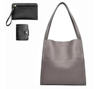 Solid Color Simple Genuine Leather Shoulder Bag,2023 Custom Leather Shoulder Bag,Large Capacity Tote Handbags, Shoulder Bag (Grey)