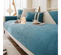 Solid Color Sofa Couch Covers Thickened Chenille Couch Covers for 2 3 4 Cushion Couch Universal Sectional Couch Cover L Shape Washable Non Slip Sofa Slipcover,Green,70 * 120cm/27.6 * 47in(Blue,Pillow1
