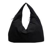 Solid Color Tote, Fashion Shoulder Bag, Amplia Capacity Design, Soft Nylon Texture, Draped Handbag for Women, College Use, Daily Commute, Shopping, Casual, 19,69 x 8,27 x 11,42 pulgadas, Negro , Se