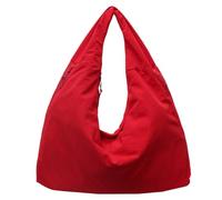 Solid Color Tote, Fashion Shoulder Bag, Amplia Capacity Design, Soft Nylon Texture, Draped Handbag for Women, College Use, Daily Commute, Shopping, Casual, 19,69 x 8,27 x 11,42 pulgadas, rojo, Se