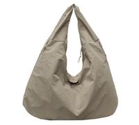 Solid Color Tote, Fashion Shoulder Bag, Amplia Capacity Design, Soft Nylon Texture, Draped Handbag for Women, College Use, Daily Commute, Shopping, Casual, 19,69 x 8,27 x 11,42 pulgadas, caqui, Se