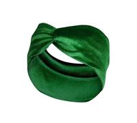 Solid Color Velvet Cross Stretch Headbands for Women Wide Warm Hair Bands Turban Bandage Accessories Headwear(Green)