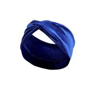 Solid Color Velvet Cross Stretch Headbands for Women Wide Warm Hair Bands Turban Bandage Accessories Headwear(Dark Blue)