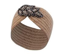 Solid Color Winter Headbands For Women Bowknot Handwork Knitting Hair Accessories Warm Headband(Khaki)