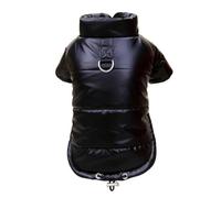 Solid Color Winter Warm Dog Jacket with D-Ring Waterproof Windproof Shiba Inu Bulldog Chihuahua Pomeranian Coat,Negro,l