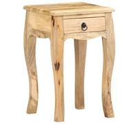 Solid Mango Wood Nightstand 28x28x46 cm Rustic Bedside Table with Drawer Natural Finish Durable Tropical Hardwood for Bedroom Living Room