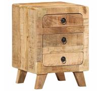Solid Mango Wood Nightstand 37x32x50 cm - Rustic Bedside Table with Storage Shelf, Sturdy Tropical Hardwood for Bedroom Decor, Durable & Easy to Clean