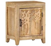 Solid Mango Wood Nightstand 40x30x50 cm, Tropical Hardwood Bedside Table with Storage Shelf, Sturdy End Table for Bedroom or Living Room, Natural Finish & Wall Mount Included
