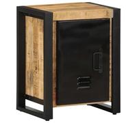 Solid Mango Wood Nightstand 40x30x51 cm with Storage Shelf, Elegant Bedside Table for Bedroom, Rustic End Table with Iron Legs, Sturdy and Timeless Home Decor Furniture