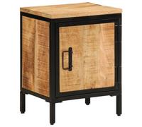 Solid Mango Wood Nightstand 40x30x52.5 cm - Rustic Bedside Table with Wall Mount, Elegant Storage Furniture for Bedroom & Living Room, Durable Tropical Hardwood Design