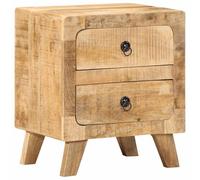 Solid Mango Wood Nightstand 40x32x46 cm, Rustic Bedside Table with Storage Shelf, Sturdy Tropical Hardwood for Bedroom Decor, Elegant End Table with Wooden Legs, Easy to Clean Surface