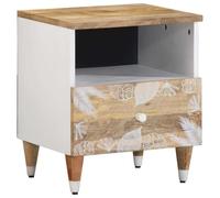 Solid Mango Wood Nightstand 40x33x46 cm with Drawer, Elegant Bedside Table for Bedroom & Living Room, Tropical Hardwood Furniture, Sturdy & Versatile Storage Solution