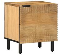Solid Mango Wood Nightstand Brown 40x33x46 cm with Metal Legs, Elegant Bedside Table with Spacious Storage for Bedroom & Living Room, Durable Tropical Hardwood Furniture