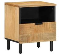 Solid Mango Wood Nightstand Brown 40x33x46 cm with Storage Shelf, Elegant Bedside Table for Bedroom & Living Room, Sturdy Tropical Hardwood End Table with Wooden Legs