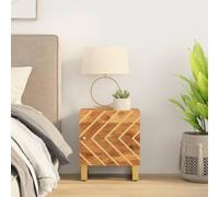 Solid Mango Wood Nightstand Brown & Black Elegant Bedside Table with Storage Door Iron Legs Sturdy End Table for Bedroom Decor - 40 x 33.5 x 46 cm