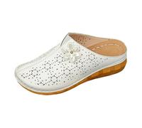 Solid Mules Heel Sandals Open Toe Slip On Casual Summer Shoes (White, 43)