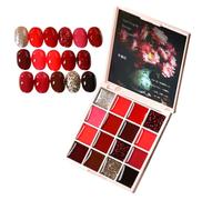 Solid Nail Gel Polish, 16 Color Cream Palette, Glossy Manicure Set, Nail Paint, Oil Based, Professional Glue Included, Long Lasting Women’s 3.58 inches Red, Barley