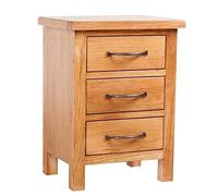 Solid Oak Nightstand with 3 Drawers, Rustic Bedside Table 40x30x54 cm, Sturdy Wooden Dresser for Bedroom Storage, Compact Cabinet with Smooth Gliding Drawers