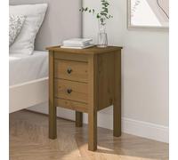 Solid Pine Wood Nightstand Honey Brown 40x35x61.5 cm with 2 Drawers, Rustic Bedside Table for Bedroom, Sturdy Surface for Lamp & Books, Easy Assembly Home Decor Furniture