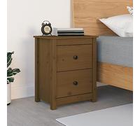 Solid Pine Wood Nightstand Honey Brown 50x35x61.5 cm with 2 Drawers, Rustic Bedside Table for Bedroom, Classic Modern Design with Spacious Storage and Sturdy Surface