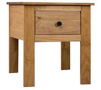 Solid Pine Wood Nightstand Panama Style 46x40x57 cm with Drawer, Modern Bedside Table for Bedroom & Living Room, Sturdy Natural Wood End Table for Home Decor