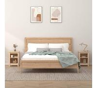 Solid Pine Wood Nightstand Set of 2, 40x35x55 cm Bedside Tables with Spacious Storage, Rustic Home Decor for Bedroom, Living Room, Classic Design Natural Wood Grain