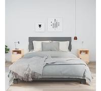 Solid Pine Wood Nightstand Set of 2 with Storage Door, Rustic Bedside Table 40x34x55 cm for Bedroom, Living Room, Natural Knotty Pine Finish with Synthetic Leather Handle, Easy Assembly