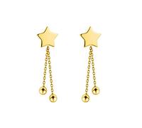 Solid Real Star Links Beads Stud Earrings Women Girls Lady