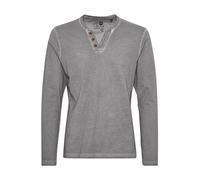 Solid SDTinox 2842 - Camiseta de manga larga para hombre con cuello de pico, 100% algodón, corte regular, talla: M, color: gris medio (2842), Mid Grey (2842), M