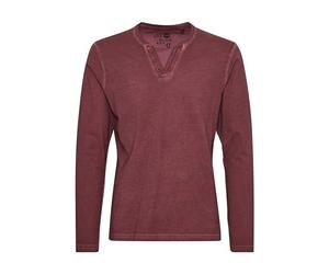 !Solid SDTinox - Camiseta de manga larga para hombre con cuello en V, 100% algodón, corte regular, rojo vino (0985)., M