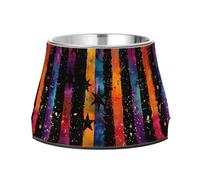 Solid Star - Cuenco de comida antideslizante de acero inoxidable para gatos y gatos con diseño de rayas para mascotas pequeñas y cómodas