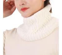 Solid Thick Wool Knitted Hook Flower Neck Guard Fake Collar For Women Warm Scarf Winter Outdoor Cycling Pullover Bib(White)