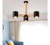 Solid Wood Chandelier Simple Chandelier in The Living Room Modern Wooden Lamps (Size : Black)