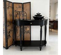 Solid Wood Half Moon Console Table, Mesa de Entrada de 31.5 Pulgadas con cajón, Mesa de Sofa Semi Circle para Hallway, Estrecha decoración Espacial, Nuece