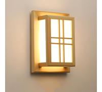 Solid Wood LED Light Scandinavian Style Square Indoor Wall Lamp 8W Nordic Home Decor Lighting Fixture for Bedroom Bedside Living Room Aisle Study Room(6000K,B)