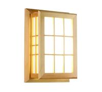 Solid Wood LED Light Scandinavian Style Square Indoor Wall Lamp 8W Nordic Home Decor Lighting Fixture for Bedroom Bedside Living Room Aisle Study Room(3000K,A)