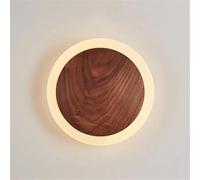 Solid Wood Natural Stone Wall Lamp Japanese Style Circular Wall Sconces Light Source Wall Light for Bedroom Bedside Bathroom Headlights Home Lighting Foyers(20cm)