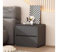 Solid Wood Nightstand with 2 cajones Mesa de cama de gran capacidad en cuero acabado Silent Rail Design No Assembly Required Dark Gray 40x40x47cm