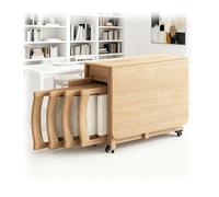 Solid Wood Table,Foldable Dining Set with Padded Chairs Set of 4,Modern Wooden Dining Furniture for Kitchen, Apartment, Living Room