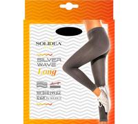 Solidea Leggings para mujer con ondas plateadas largas – Compresión para gimnasio – Negro 38