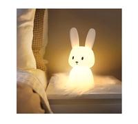 SOLIDEE Luz Nocturna Infantil,16 Colores Conejito Lampara Quitamiedos Infantil con Temporizador, USB Recargable Silicona Lampara de Noche Niños, Kawaii Regalos para Niñas Niños