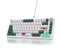 SOLIDEE Teclado Intercambiable en Caliente 75%,Retroiluminación RGB con Interruptor Rojo,Teclado para Juegos de 82 Teclas TKL,Teclado Compacto NKRO con Control de Perilla de Aluminio(82 Forest)