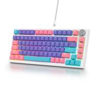 SOLIDEE Teclado Intercambiable en Caliente 75%,Retroiluminación RGB con Interruptor Rojo,Teclado para Juegos de 82 Teclas TKL,Teclado Compacto NKRO con Control de Perilla de Aluminio(82 Purple)