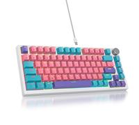 SOLIDEE Teclado Intercambiable en Caliente 75%,Retroiluminación RGB con Interruptor Rojo,Teclado para Juegos de 82 Teclas TKL,Teclado Compacto NKRO con Control de Perilla de Aluminio(82 Pink)